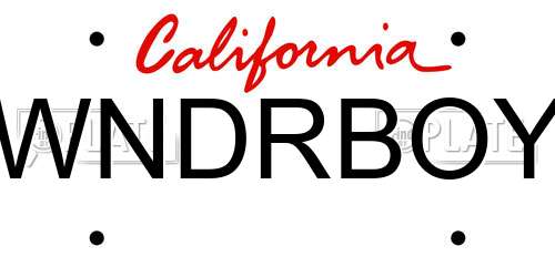 WNDRBOY California License Plate