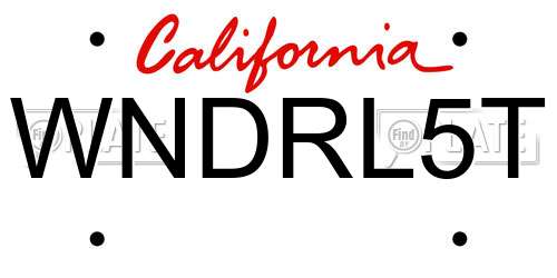 WNDRL5T California License Plate