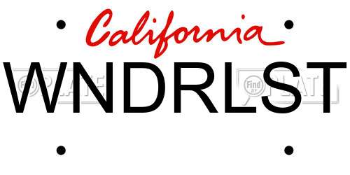 WNDRLST California License Plate