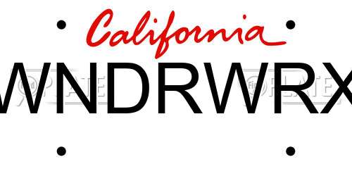 WNDRWRX California License Plate