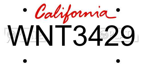 WNT3429 California License Plate