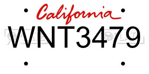 WNT3479 California License Plate