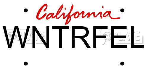 WNTRFEL California License Plate