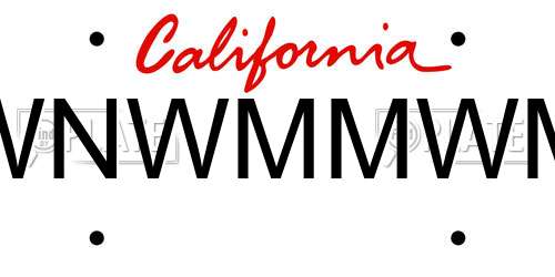 WNWMMWM California License Plate