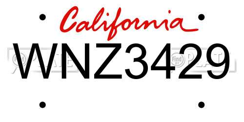 WNZ3429 California License Plate