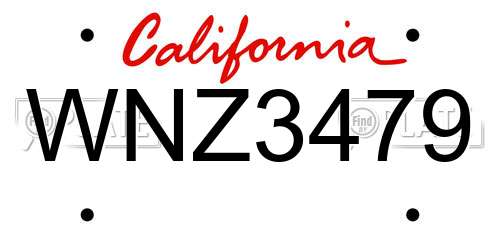WNZ3479 California License Plate