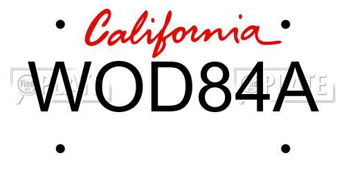 WOD84A California License Plate