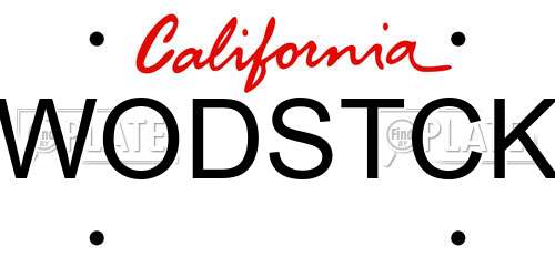 WODSTCK California License Plate