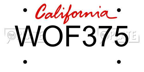 WOF375 California License Plate