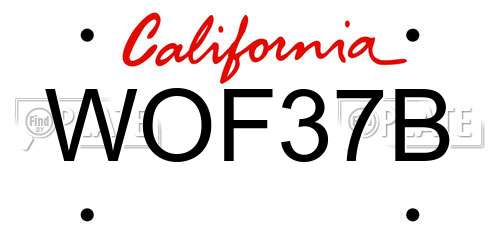 WOF37B California License Plate