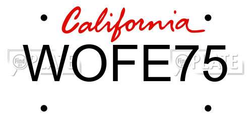 WOFE75 California License Plate
