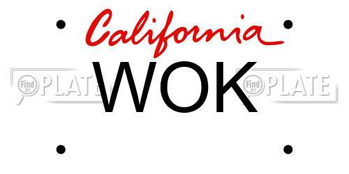 WOK California License Plate