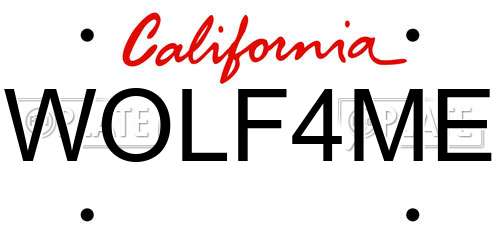 WOLF4ME California License Plate
