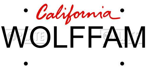 WOLFFAM California License Plate