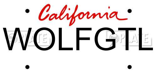 WOLFGTL California License Plate