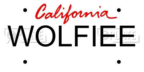 WOLFIEE California License Plate