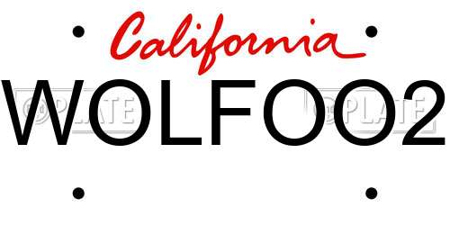 WOLFOO2 California License Plate