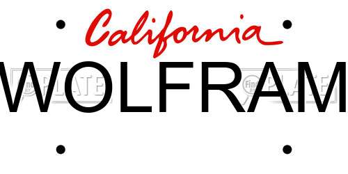 WOLFRAM California License Plate