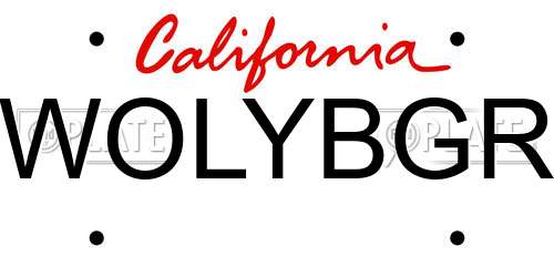 WOLYBGR California License Plate