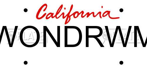 WONDRWM California License Plate