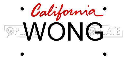WONG California License Plate