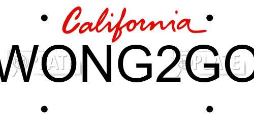 WONG2GO California License Plate