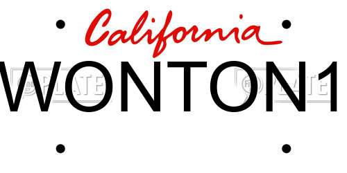 WONTON1 California License Plate