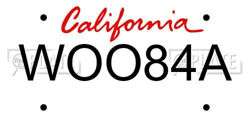 WOO84A California License Plate