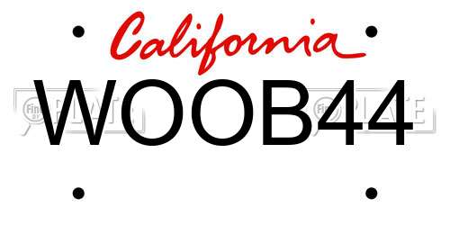 WOOB44 California License Plate