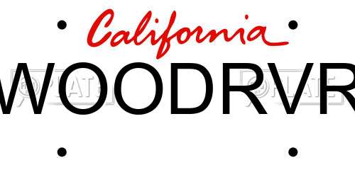 WOODRVR California License Plate