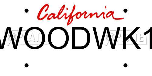 WOODWK1 California License Plate