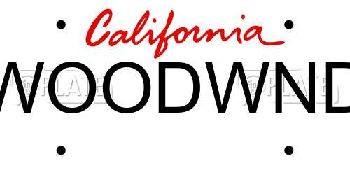 WOODWND California License Plate