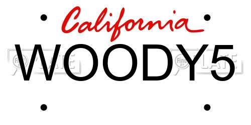 WOODY5 California License Plate