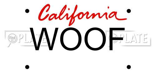 WOOF California License Plate