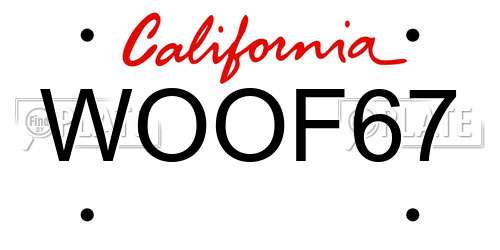 WOOF67 California License Plate