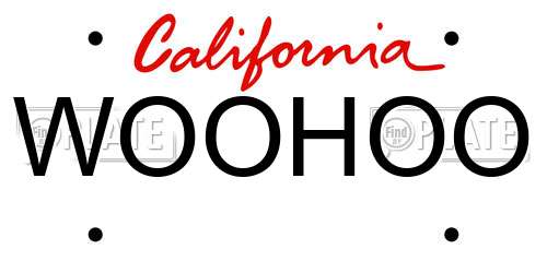 WOOHOO California License Plate