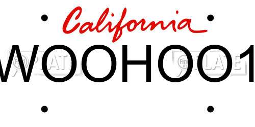 WOOHOO1 California License Plate