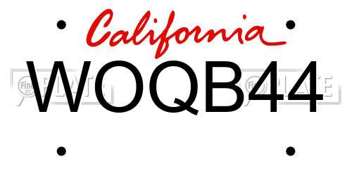 WOQB44 California License Plate