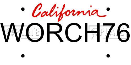 WORCH76 California License Plate