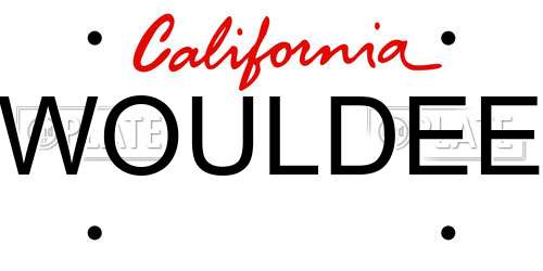 WOULDEE California License Plate