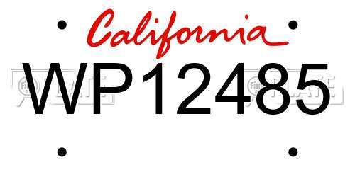 WP12485 California License Plate
