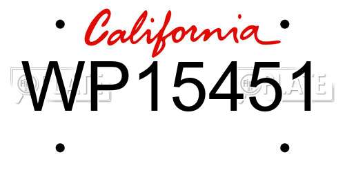 WP15451 California License Plate