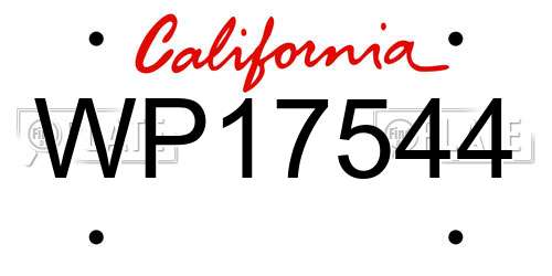WP17544 California License Plate