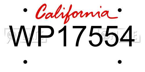 WP17554 California License Plate