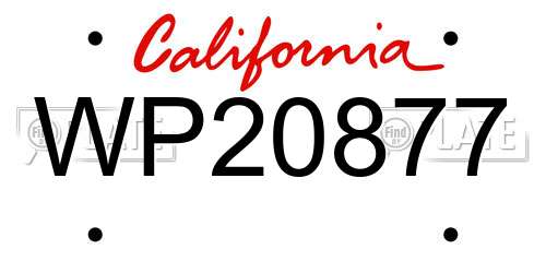 WP20877 California License Plate