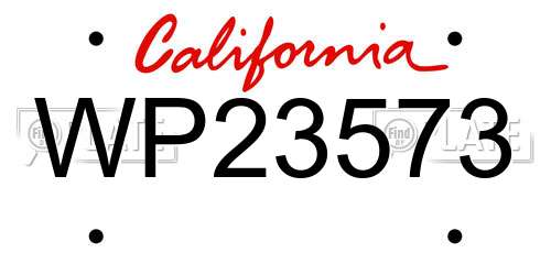 WP23573 California License Plate