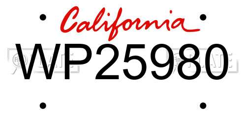 WP25980 California License Plate