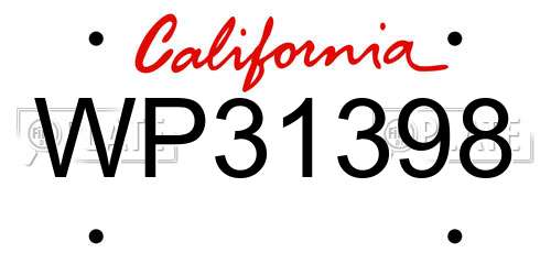WP31398 California License Plate
