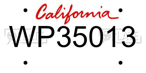 WP35013 California License Plate