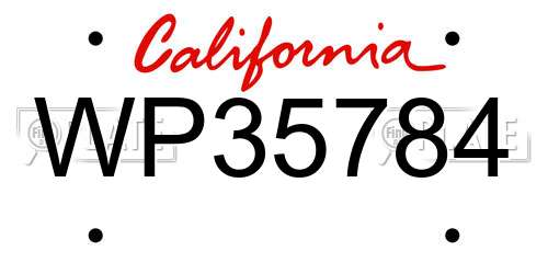 WP35784 California License Plate
